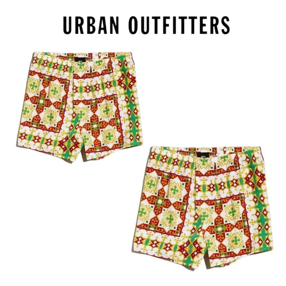 NEW Urban Outfitters UO Geometric Print Woven Boxer Shorts Set of 2 Sz S